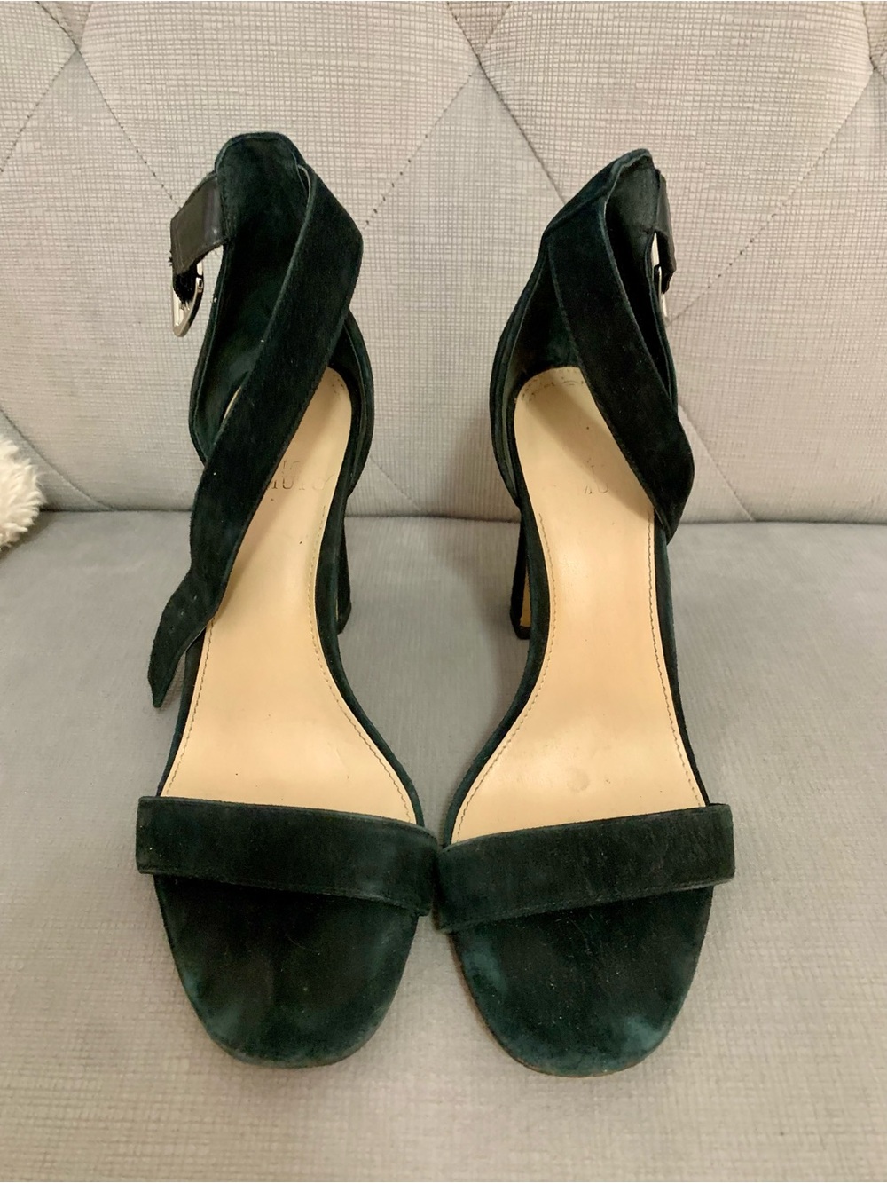 Vince Camuto black Suede Ankle-Strap Heels
